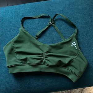 Olive Green Sports Bra with Adjustable Straps
